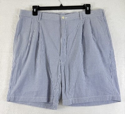 Jos A Bank Shorts 40 Mens Blue White Stripe Stays Cool 100% Cotton 9” Joseph