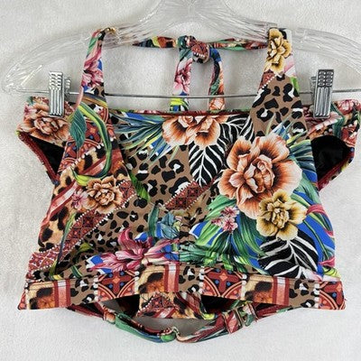 Venus Bikini Set Halter Top Medium Bottom Size 4 Animal Print Swimwear Womens