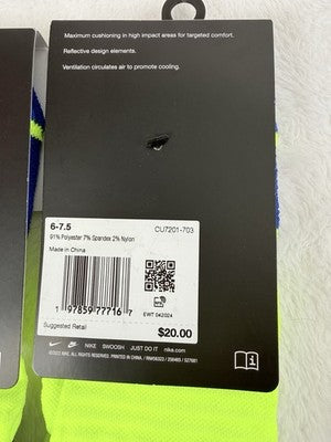 Nike Spark Running Socks No Show Cushioned Men 6-7.5 Women 7.5-9 Medium New