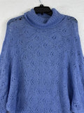 Womens XL Mohair Blend Sweater Blue Dolman Sleeve Cowl Neck Long Sleeve Tops