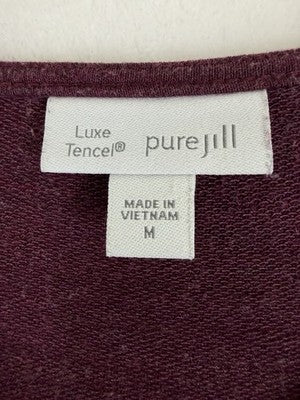 J Jill Pure Jill Luxe Tencel Top Medium Long Sleeve Burgundy Womens