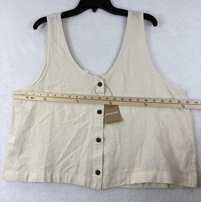 Patagonia Hemp Top Women Medium Island Whole Weave Natural Reversible Button New
