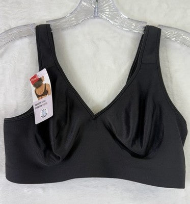 Hanes Bra Large Black Smooth Comfort Wire Free MHW796 Womens New NWT