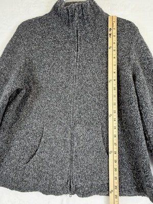 Eileen Fisher XL Sweater Jacket Full Zip Cardigan Wool Cashmere Gray Women