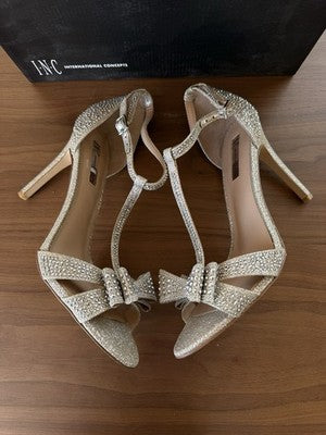 INC International Concepts Heels 11 Womens Reesie Rhinestone Bow Evening Sandals