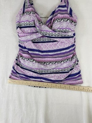 Lands End Tankini Top 10 10D Sweetheart Wrap Underwire Womens Swim Purple