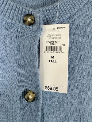 Gap CashSoft Cardigan Sweater Women Medium Tall Blue Cash Soft New NWT