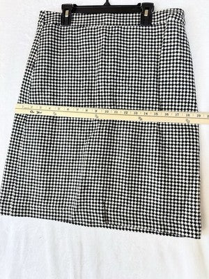 Talbots A Line Skirt 6 Black White Check Wool Blend Lined Pencil Womens