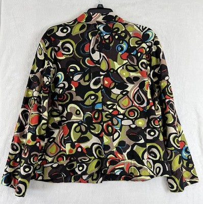 RQT Jacket XL Linen Blend Artsy Cruise Wear Wood Button