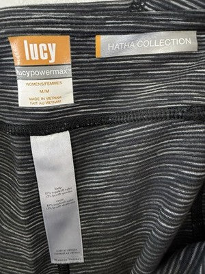 Lucy Powermax Leggings Medium Hatha Collection Gray Black Workout