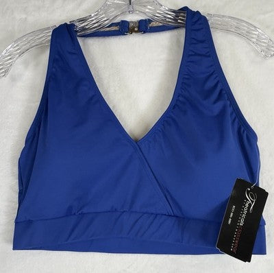 Dance Halter Crop Top XL Womens Blue Theatricals Leotard Dancewear New NWT