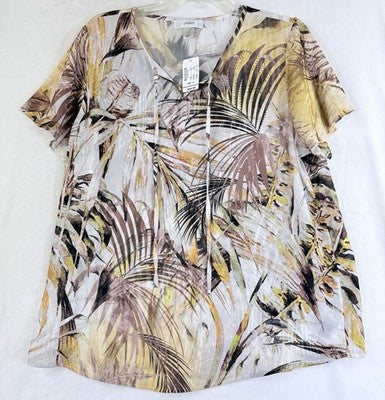 CJ Banks 14W Top X Short Sleeve Lightweight Summer Tropical Print New NWT Womens