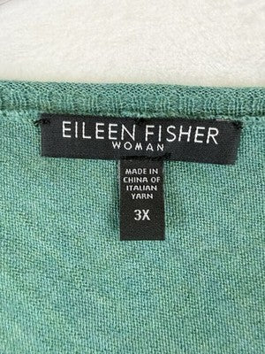 Eileen Fisher Sweater 3X Womens Blue Green Tunic Tops Knit  100% Merino Wool