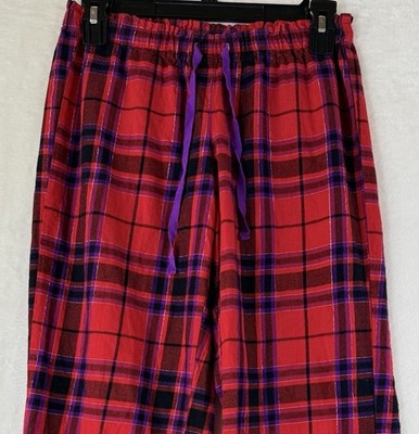 Victorias Secret Pajama Pants XS Short Red Plaid Pjs Womens Cotton Lightweight