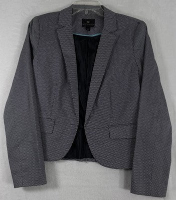 Worthington Blazer 6 Black White Open Front Jacket Geometric Print Stretch