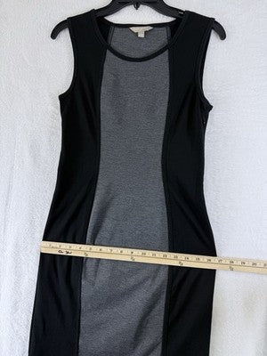 Banana Republic Dress 6 Black Gray Bodycon Sleeveless Knit Short Sleeve Womens