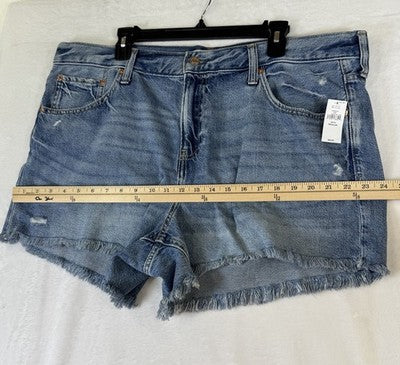 Gap Ultrasoft Denim Shorts 34 Womens 18 Blue Fringe Jean Mid Rise Cut Off New