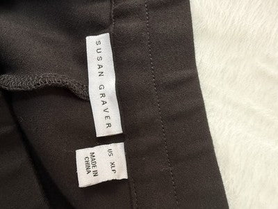 Susan Graver Smart Ponte Pants XL Petite Black Pull On Knit Slim Leg Womens