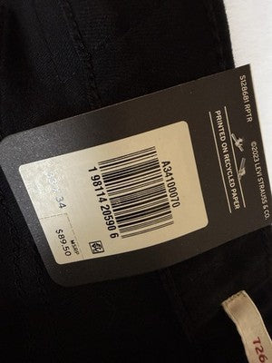 Levis 726 Flare Jeans 33 Women 33x34 Black Mid Rise Levi’s New NWT