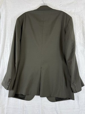 Vintage Burberry Blazer 44R Green 100% Wool 2 Button Mens *Read