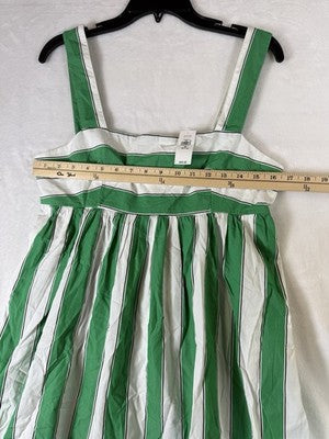 Gap Mini Dress Medium Petite Cotton Poplin Sleeveless Women Green Striped New