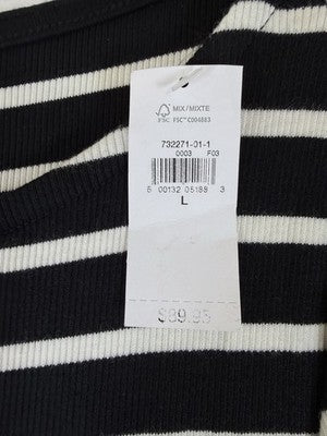 Gap Maxi Dress Large Black Striped Rib Knit Mixed Media Fit & Flare New NWT