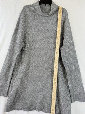 J Jill Large Top Sweater Gray Tunic Long Sleeve Womens Wool Blend High Neck
