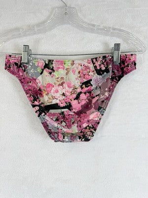 Venus Bikini Set Small Top 6 Bottom Halter Black Pink Floral Swimwear Womens