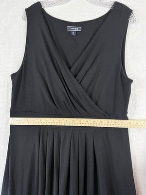 Lands End XL Wrap Dress Black Sleeveless Jersey Knit 18