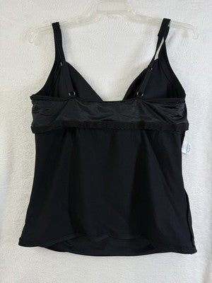 Lands End Tankini Top 16 Black Sweetheart Wrap Underwire Womens Swim Swimwear