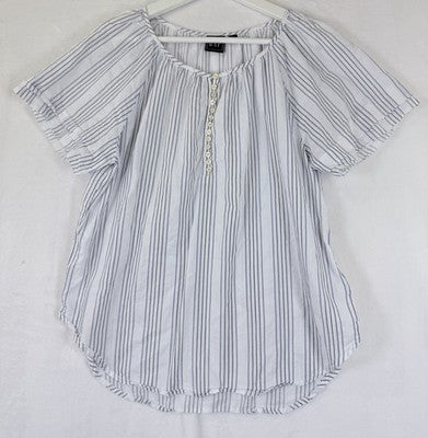 Gap Tops Women Small 100% Cotton Short Sleeve Blue Striped Blouse Summer Women
