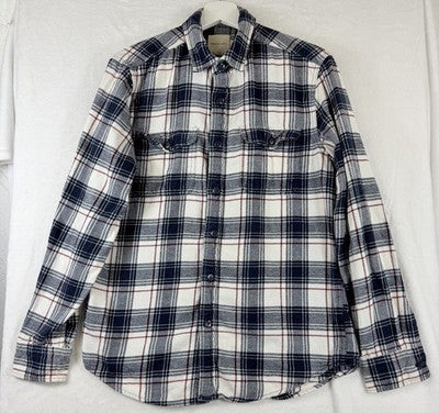 American Eagle Flannel Shirt Medium Mens Blue Plaid Button Down Long Sleeve