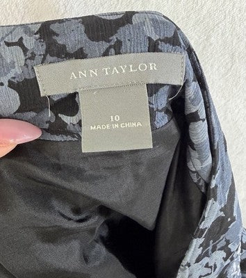 Ann Taylor Midi Skirt Size 10 Blue Floral Flare  Pleated