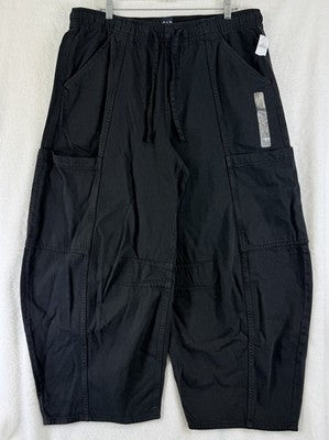 Gap High Rise Easy Horseshoe Jeans Large Womens Black Pull On Wide Leg New NWT