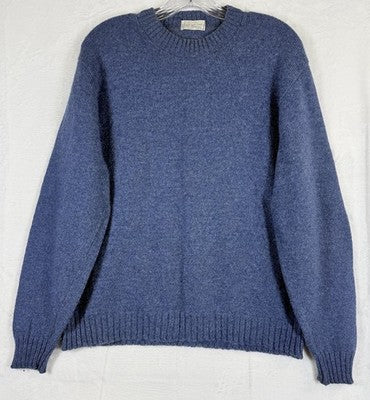 Vintage Shetland Wool Crewneck Sweater Mens Medium Blue 70s Lord Taylor Pullover