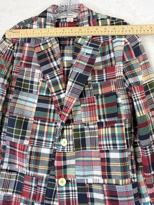 Rowing Blazers Small 36 Mens Indian Madras Plaid Jacket 100% Cotton Embroidered