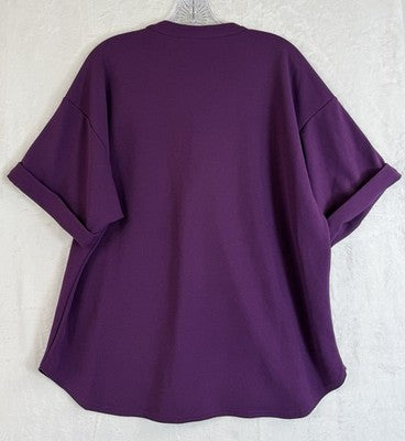 Melloday Top XL Purple Short Sleeve Blouse Womens