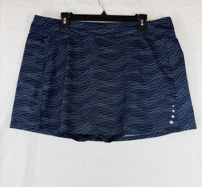 LL Bean Swimsuit Bottom XL Womens Skort Skirt W/ Shorts Blue Swim Tankini