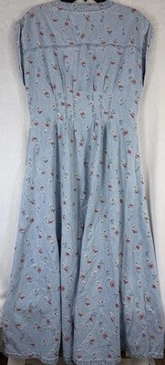 Gap Denim Maxi Dress Small Women Light Blue Floral Print V Neck New NWT