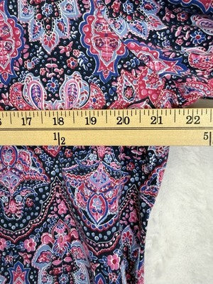 Talbots Tee XL Long Sleeve Cotton Stretch Top Purple Paisley Womens