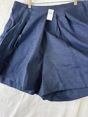 Banana Republic Linen Blend Shorts 18 Skort Blue Herringbone New NWT