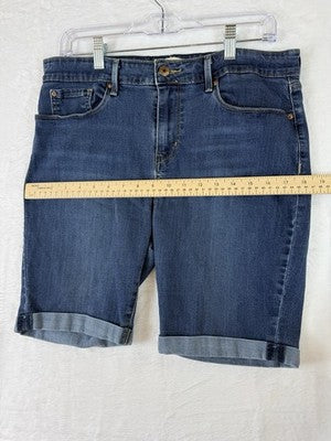 Levis Bermuda Shorts Women 14 32 Blue Levi Strauss Signature Roll Cuff