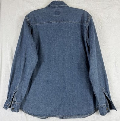 Vintage Gap Denim Shirt Womens Small 90s Blue Long Sleeve Jean Metal Buttons