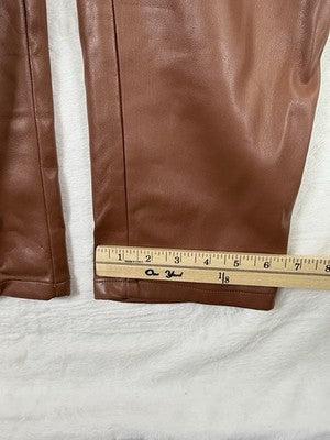 Ann Taylor Loft Faux Leather Pants 4 Cognac Brown Belt Womens