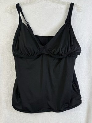 Lands End Tankini Top 16 Black Sweetheart Wrap Underwire Womens Swim Swimwear