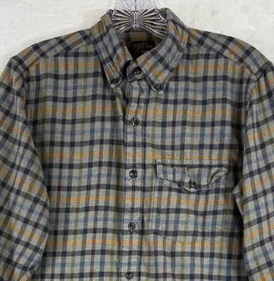 J.Crew Cashmere Blend Slim Flannel Shirt Men Small Tan Button Down Mens