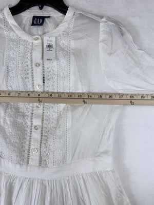 Gap Lace Trim Mini Dress Small Petite Womens White 3/4 Sleeve Boho Whimsical New