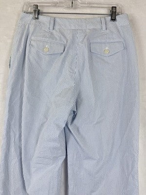 Brooks Brothers Seersucker Pants Womens 6 Caroline Fit Stretch Blue White New