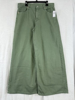 Gap Mid Rise Ultrasoft Baggy Jeans Green 6 Petite 28 Womens Wide Leg New NWT