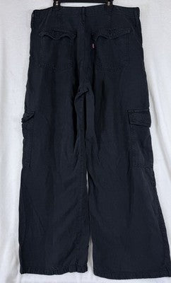 Levis Baggy Dad Cargo Pants 32 Womens Black Wide Leg Tencel